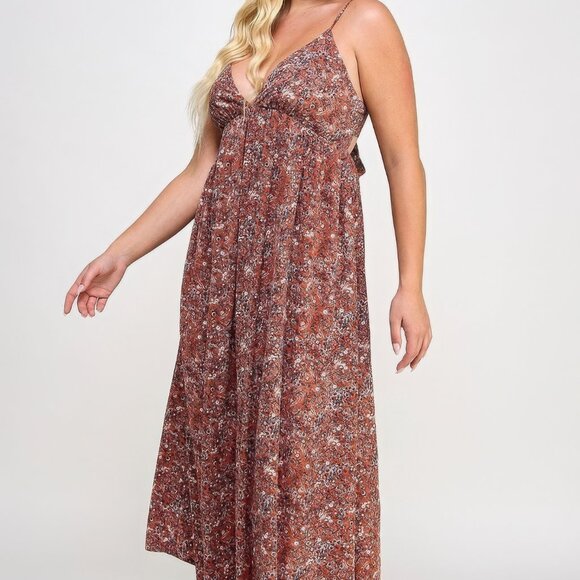 Floral Maxi Dress - RUST - Picture 2 of 5